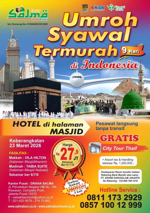 Umroh Syawal Termurah 2026 Hotel di Halaman - Salma Tour